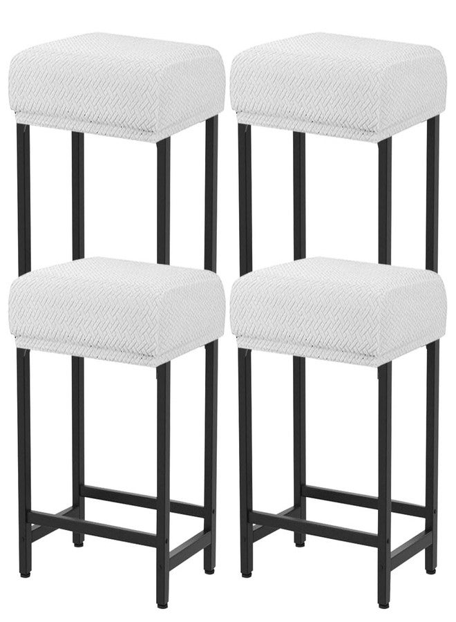 Levoberg غطاء كرسي بار ليفوبيرج مستطيل قابل للتمدد، مناسب لارتفاع طاولة المطبخ، غطاء كرسي بار مستطيل، غطاء مقعد طاولة المطبخ، غطاء مقعد خشبي أو معدني، طقم من 4 قطع، أبيض - Image 1